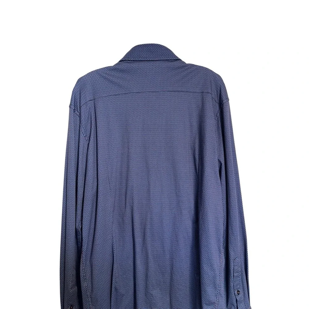 Butter Cloth Sz L Shirt Blue Geometric Circle Pattern Button Up‎ Flip Cuff